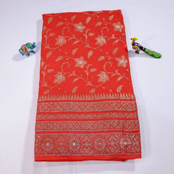 Banarasi Khaddi Chiffon Saree – A Perfect Blend of Tradition & Grace