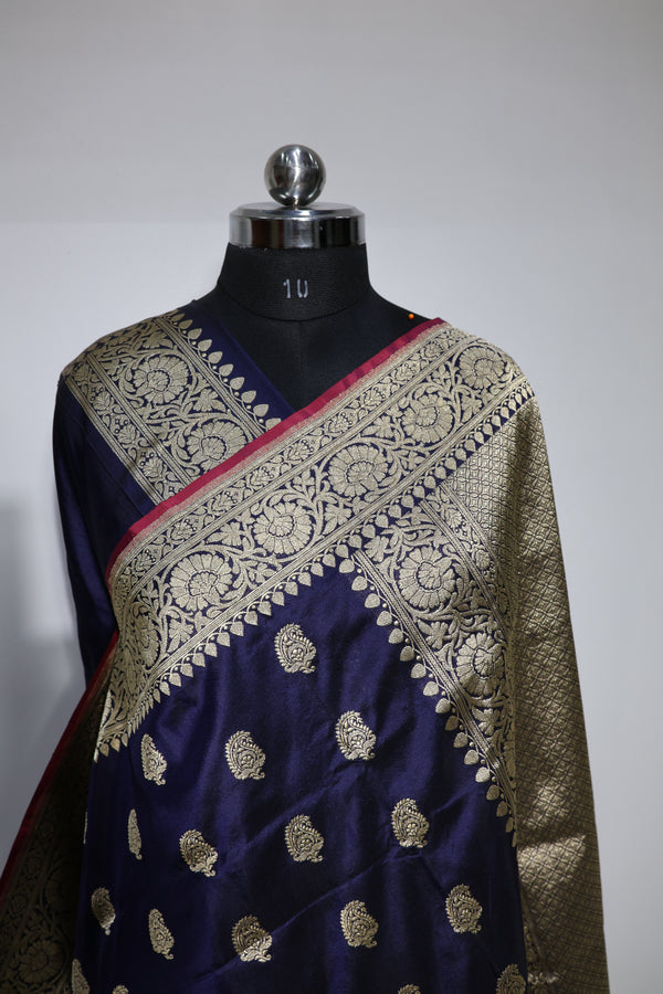 Pure Katan Silk Handwoven Banarasi Saree – Certified Handloom Kadua