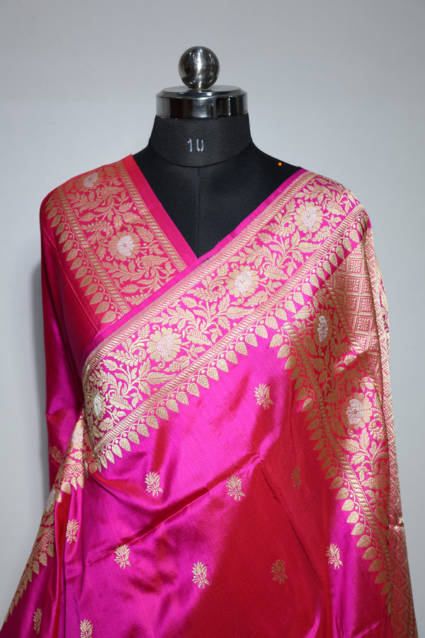 Pure Katan Silk Handwoven Banarasi Saree – Certified Handloom Kadua