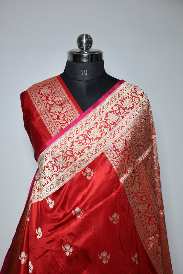 Pure Katan Silk Handwoven Banarasi Saree – Certified Handloom Kadua
