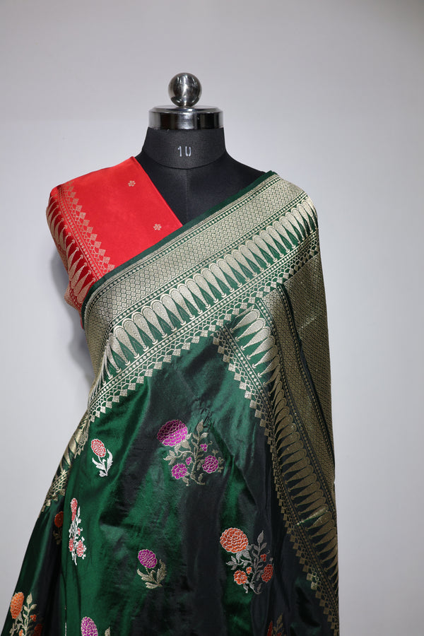 Pure Katan Silk Handwoven Banarasi Saree – Certified Handloom Kadua