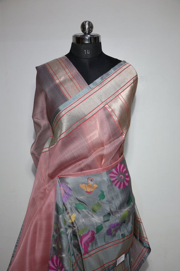 Pure Organza Silk Handwoven Banarasi Saree – Certified Handloom Kadua