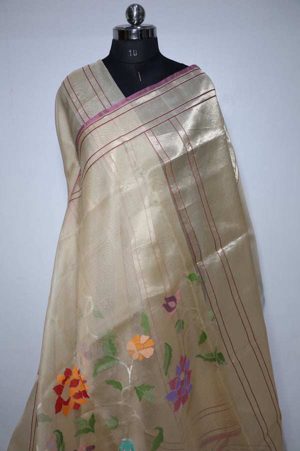 Pure Organza Silk Handwoven Banarasi Saree – Certified Handloom Kadua