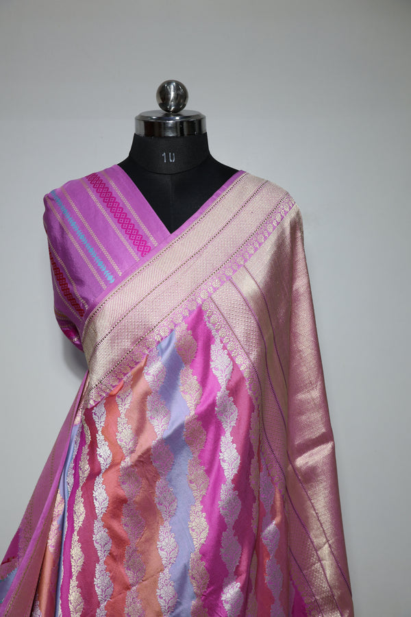 Pure Katan Silk Ranghkat Handwoven Banarasi Saree – Certified Handloom Kadua